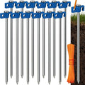 Tradesparker Tent Stakes 12-Pack 8Inch Heavy Duty Garden Stakes Canopy Anchors Double-Sided Hook Design - Includes Ropes for Camping Tents, Pop Up Canopies and Outdoor Events, Blue