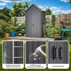 AECOJOY Outdoor Storage Cabinet Waterproof, Vertical Tall Sheds Cabinet with Shelves and Double Door, Garden Tool Sheds & Outdoor Storage Cabinet Weatherproof for Backyard, Patio, Lawn, Dark Gray