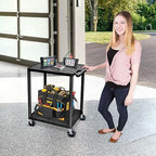 LUXOR HE32-B Utility Cart - Two Shelves Structural Foam Plastic, Multipurpose Utility Cart, Four Heavy-Duty 4" Casters, Two with Locking Brake, 300 lbs., 24"W x 18"D x 33.25"H