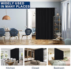 Hiasan Blackout Patio Sliding Door Curtain Extra Wide Thermal Insulated Blind Privacy Room Divider Curtain with Back Tab & Rod Pocket for Bedroom Partition Glass Door (100 x 84 Inches, Black)