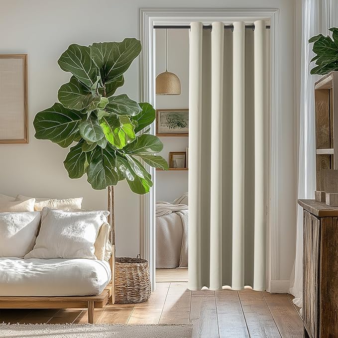 ChrisDowa Grommet Blackout Curtains for Bedroom - Thermal Insulated Room Darkening Curtains for Living Room (1 Panel Set, Beige,42W x 84L)