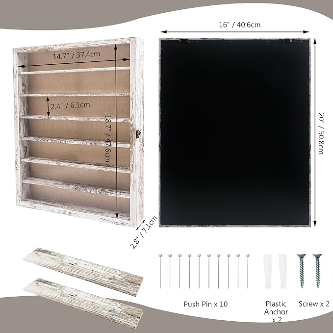 GMFrames 16x20 Wooden Shadow Box Frame with Removable Shelves Deep Display Case for Military Medals Keepsakes White