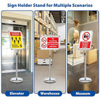 Sign Holder Stand 11x17 Inch - 6Packs Floor Standing Sign Holder - Adjustable Poster Sign Stand Pedestal Sign Holder for Vertical & Horizontal View Signage Stand, Silver
