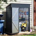 3x5 FT Outdoor Metal Storage Shed with Floor Frame, Single Door, 1 Clear Window, Tool Shed for Garden, Patio, Backyard