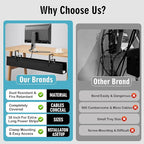 Desk Cable Management Tray, Fabric Cable Organizer, No Drill Large Clamp/Screw Mount Wire Organizer-Support Up to 30lbs, Standing Desk Cable Management for Office Home (Black,36 Inch)