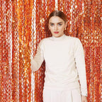 4 Pack Orange Wavy Metallic Tinsel Foil Fringe Curtains | 3.3 ft x 6.6 ft Party Streamer Backdrop Photo Booth for Orange Basketball Party Decorations Holloween Christmas