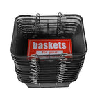 12Pcs Black Metal Shopping Basket, Durable Plastic Metal Handles Large Capacity Multifunctional Plastic Basket Portable with Stackable Shopping Baskets for Supermarket Bookstore Laundry Rooms Store