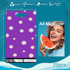 JinRuiKJ Poly Mailers with Handle 10x13 Inch 25 Pcs, Easy to Carry Packaging Bags for Small Business, Thank You Shipping Bags with Self Adhesive Strip, Tearproof and Waterproof - Purple Chrysanthemum