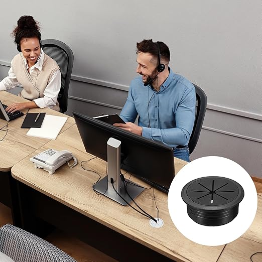 uxcell 4 Pcs Desk Grommet, 2.09 inch 53mm Desk Cable Hole Cover Wire Hole Insert for Home Office Table Cabinet Cord Organizer, Black