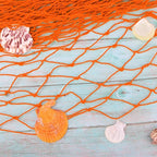 ZUEXT Decorative Fishing Net 80x40 Inch, 2 Pack Large Orange Picture Fish Net, Wall Photo Hanging Fishnet for Nautical Mermaid Pirate Ocean Themed Hawaii Beach Under The Sea Party Decorations
