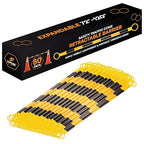 Retractable Barrier for Safety Traffic Cones - 2" OD - Large Yellow and Black Bar Barricade - for Road Construction, Parking, Warning, Temporary Security Divider (80, Yellow & Black, 72" x 120")