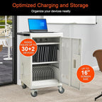 Laptop Charging Cart,32 Devices Tablet Storage Carts for pad Up to 16.3" Screen, Classroom Computer Mobile Charging Station for Pads, Chromebooks,Laptops, Updated Password Lock(32 Bay-White)