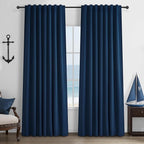 Navy Blue Blackout Curtains 84 Inch Length for Kids/Boys Rooms/Bedroom, Floor to Ceiling Track Pleated Drapes with Hooks Linen Thermal Coastal Curtain Dark Blue Window Burg 50"Wx84"Lx 2Panels Back Tab