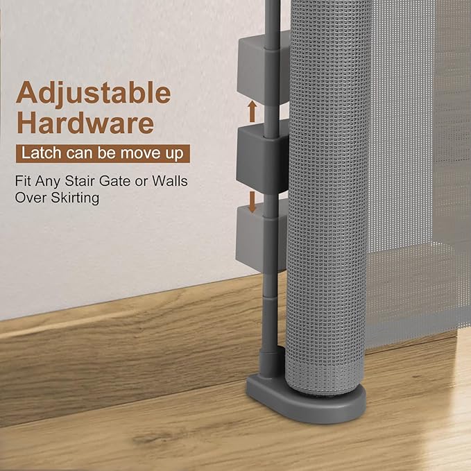 120 inch Retractable Baby Gates 34 inch Tall, Retractable Gate with Reinforced Strip Design to Prevent Crawling Through, 10 FT Extra Wide Retractable Dog Gate for Indoor/Outdoor