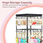360 Rotating Earring Display Stands for Selling, Earring Rack Display Holder Stand, Jewelry Display for Vendors Selling Earring Cards, Necklaces, Bracelets, Hair Accessories (48 Hooks)