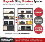 HOMEDANT 5 Tier Storage Shelves Adjustable Laminated Boltless Garage Metal Shelving Unit Heavy Duty Utility Rack Shelf Warehouse Pantry Closet Kitchen (10, (XL Deep) 48.1" W, Black)