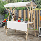 Outdoor Vendor Cart, Wooden Lightweight Farmers Market Stalls/Concession Stand Booths, Foldable Vendor's Stall, Portable Food Display Stand for Market(White,150 * 60 * 200cm)