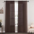 Nanspring Coffee Linen Textured 80 Inch Curtains 2 Panels Set Back Tab Rod Pocket Sheer Light Filtering Boho Room Decor Aesthetic Curtains Burlap Look Curtain Drapes for Living Room Bedroom 52x80