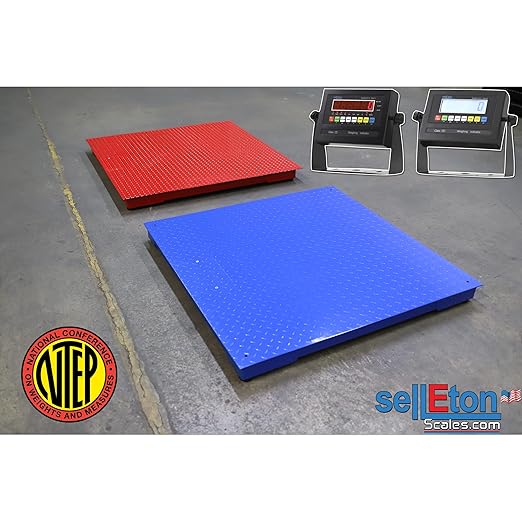 Industrial 4’ x 4’ Digital Floor Scale, Accurate 48" x 48" Pallet Scales for Warehouse or Shipping Weighing- Black (Made in The USA) (5000 lbs x 1 lb)