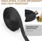 Polyamide Cable Sleeve, 10ft Flexible Expandable Braided Sleeving, Cable Management Sleeve for TV Computer Office Home Entertainment (Black, 1")