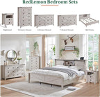 RedLemon Farmhouse 6 Drawer Dresser for Bedroom, 54 Inch Wide Rustic Wood Dresser TV Stand, Dresser Chest of Drawers for Closet, Living Room, Hallway, Antique Brush White