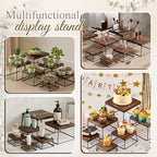 Weysat Set of 6 Dessert Table Display 4.7-8.6" Wood Risers Display Stands, Buffet Risers Food Stands for Party Catering Supplies Buffet Wood Cake Stand Set