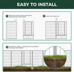 FXW Garden Fence Outdoor for The Yard – 45in(H) x 18.2ft(L) Heavy Duty Metal Animal Barrier for Dog and Rabbit, Decorative Dog Fence, 8 Panels, Silver