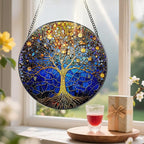 8-Inch Stained Glass Tree of Life Ornament, Stained Glass Window Hanging, Window Hanging Decor Suncatcher – Housewarming, Christmas, Birthday | Gift for Family, Friend, Couple, Teacher | Holiday Decor