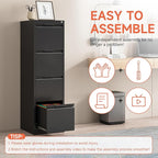 4 Drawer File Cabinet with Lock,17.8" Deep Vertical Metal Filing Cabinet for Home Office,Locking Drawer Tall for Hanging Letter/A4/Legal Folders, Easy Assemble-Black