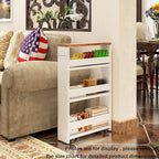 TEAMIX 4 Tier White Slim Storage Cart with Handle, Slide Out Storage Rolling Utility Cart Mobile Shelving Unit Organizer Trolley for Small Spaces Kitchen Laundry Narrow Places