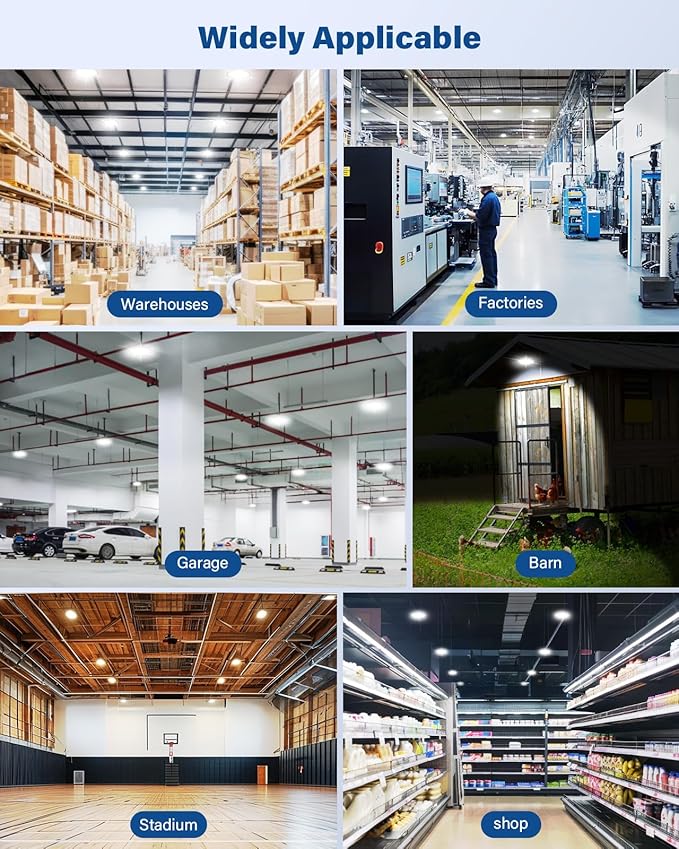 200W UFO LED High Bay Light, 28,000LM LED Shop Lights Fixture, 5000K, Replace 600W Halogen, 120VAC, Plug & Play Lighting for Warehouses, Workshops, Garages, and Barns – ETL Listed, 6 Pack