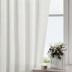 Ivory Semi Sheer Curtains 84 Inches Long 2 Panels Back Tab Rod Pocket Linen Textured Pleated Cotton Curtains Modern Bedroom Decor Light Filtering Lightweight Country Drapes for Living Room 40x84