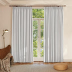 Textured Linen Pencil Pleated 100% Blackout Curtains for Bedroom/Living Room Blackout Curtains 120 Inches Long, Energy Saving Window Treatment Curtains,26Wx120Lx2,White Beige