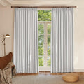Textured Linen Pencil Pleats 100% Blackout Curtains for Bedroom/Living Room Blackout Curtains 63 Inches Long, Energy Saving Window Treatment Curtains,100Wx63Lx2,White Beige