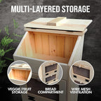 Peaceful Classics Wooden Bread Storage Bins, Decorative Potato and Onion Storage Bin, Potato Bin, Wooden Vegetable Storage w/Lid for Kitchen Pantry, Unfinished, 17"W x 12"D x 35"H