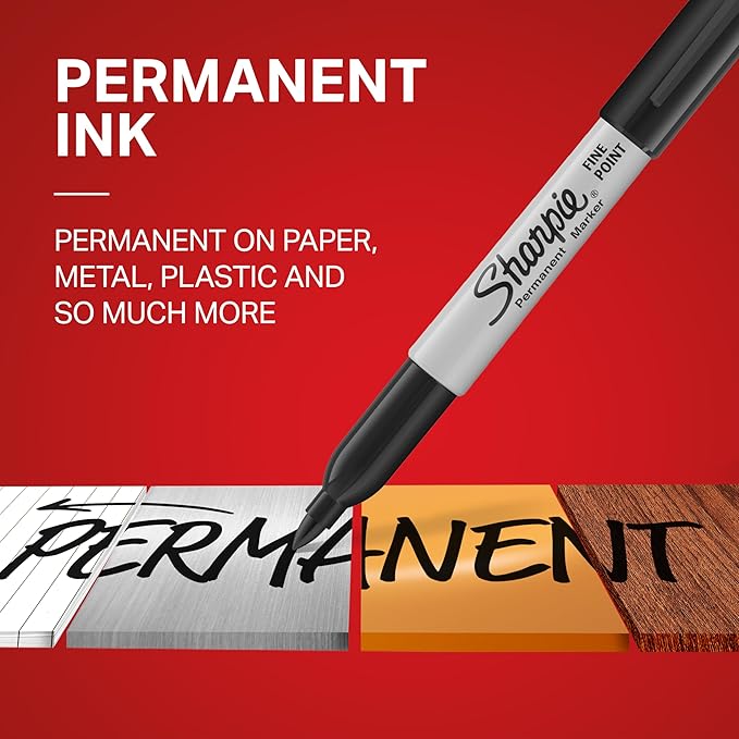 Sharpie Permanent Markers Set Quick Drying And Fade Resistant Fine Point Marker For Wood Plastic Paper Metal And More Drawing Coloring And Poster Marker Black 12 Count