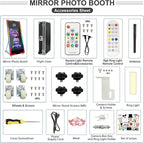 Magic Mirror Photo Booth 65" with 43" Touch Screen Selfie Mirror Photo Booth Machine with Flight Case, Mirror Photo Booth for Event Rental Wedding Party