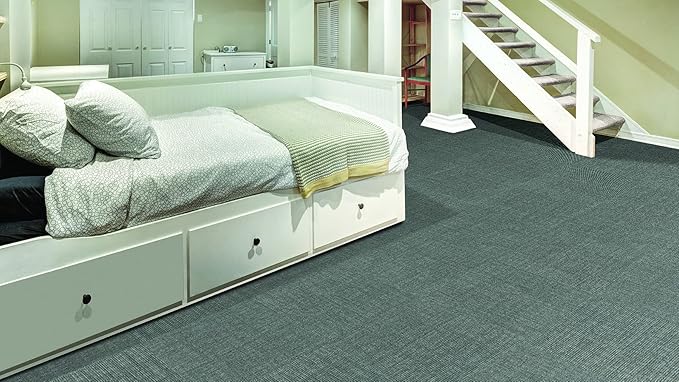 Mohawk Basics 24" x 24" Berber (Loop pile), 0.09" Pile Height, Carpet Tile, PET Fiber, Slate Color, (24 Tiles), (96 sqft/carton)