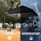 CROWN SHADES 10x10 Pop Up Canopy Tent - Patented Center Lock One Push Instant Outdoor Canopy Beach Tent with STO-N-Go Bag 8 Stakes & 4 Sand Bags，Black