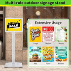 3Packs Heavy Duty Adjustable Pedestal Poster Sign Stand, 8.5x11 Aluminum Open Floor Standing Sign Holder for Vertical and Horizontal View Display (8.5x11,Silver)