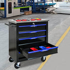 5 Drawer Rolling Tool Chest with Locker, 25.9" D Metal Movable Lockable Tool Cart Box Multi-Functional Hardware Storage Cabinet Box for Warehouse Basement Home Pantry Garage