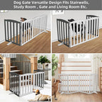Freestanding Dog Gate Indoor,Doggie Gate Foldable Pet Gates for Doorways,Stairs or Hallways, Wooden Grey Pet Gate for The House, Pet Fence with Support Feet Included,32 "Height-2 Panels