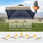CROWN SHADES Adjustable Height on The Fly, 10x10 Pop Up Canopy - Beach Tent with One Push Setup - Easy Outdoor Sun Shade for Events, Parties, Camping - Outside Shade with STO-N-Go Bag, Khaki