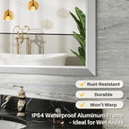 22x30 Inch Brushed Nickel Bathroom Mirror for Wall, Thick Metal Framed Rectangle Mirrors for Over Sink, Bedroom, Living Room, Entryway, Anti-Rust, HD Tempered Glass