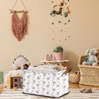Foldable Collapsible Storage Bin with Elephant & Butterfly Pattern-17x11.5x10.5 Inch Organizer Basket for Nursery, Kids Room, Closet, Toy Storage-Single Pack, Space-Saving Home Decor