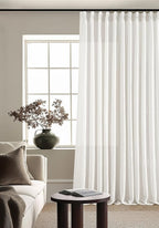Beige White 70 Inch Wide Curtains 96 Inches Long for Living Room Light Filtering Semi Sheer Farmhouse Pleated Curtain with Hooks Rings for Patio Sliding Door Dining Room Large Window 1 Panel 70x96