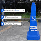 OrangeStar 6-Pack 28" Reserved Parking Cones, Large 4-Sided Message Safety Traffic Cones with Heavy Rubber Base for Indoor Outdoor Use, Parking Lot Control, Driveway Barriers, Blue