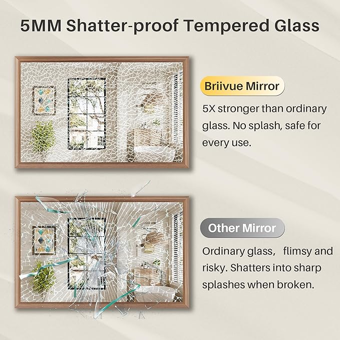 24x30 Inch Bathroom Mirror for Wall, Anti-Rust Walnut Wood Grain Metal Framed Bathroom Mirrors for Over Sink,Rectangler Mirrors for Bathroom Vanity, Farmhouse, Bedroom, Living Room, Entryway Decor