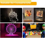 6 inch Rectangle Display Pedestal, Colorful Open Slot Rectangle Led Lights Display Base, Crystal Wooden Lighted Base Stand for Acrylic, Crystal, Night Light, Glass Resin Art