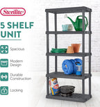 Sterilite 5 Shelf Unit, Heavy-Duty Shelving Storage Rack for Home and Garage, Gray - Multipurpose Plastic Organizer Shelves for Smart Organization